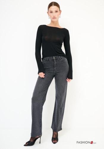 Jeans aus Baumwolle mit Strasssteinen