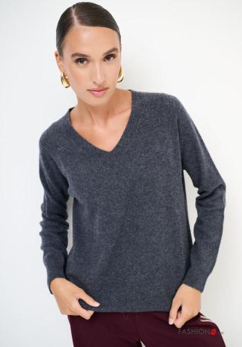Pull en Mélange de Cachemire manches longues à col en V