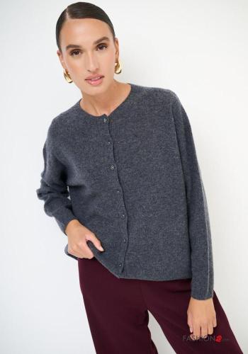 lange ärmel Strickjacke aus Kaschmir-Mischung mit Knöpfen