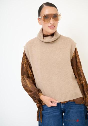ärmellos Rollkragenpullover aus Kaschmir-Mischung