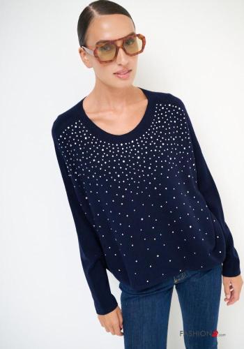 Jersey de Mezcla de Lana manga larga cuello redondo con brillantes - ph 1