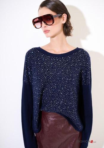 Jersey de Mezcla de Lana manga larga cuello redondo con brillantes - ph 1