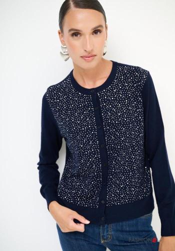 Strickjacke aus Wollmischung mit Strasssteinen