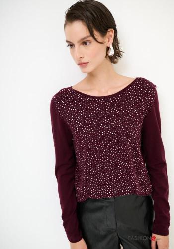 Strickpullover aus Wollmischung mit Strasssteinen