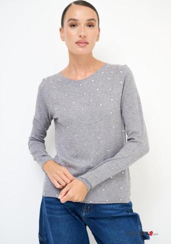 Jersey de Mezcla de Lana manga larga cuello redondo con brillantes - ph 1
