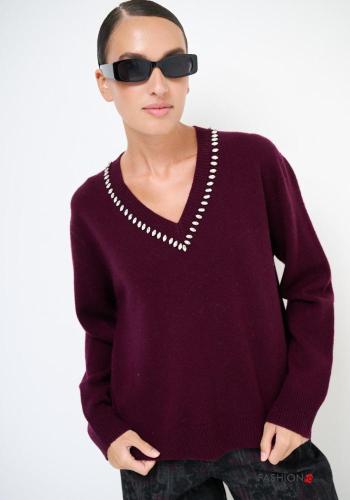Cashmere Blend Sweater with v-neck - ph 1