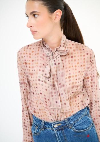 Blouse Imprimé à pois avec noeud