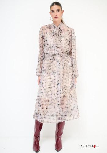 gepunktet Kleid mit Schleife