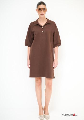 kurze ärmel Kleid aus Baumwolle Rollkragen-