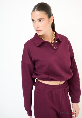Felpa in Cotone maniche lunghe con colletto con bottoni con elastico - ph 1