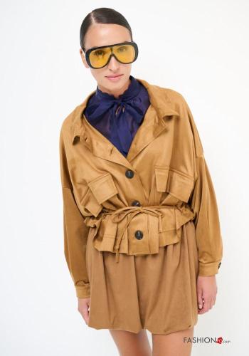 Giacca con bottoni con cintura con tasche