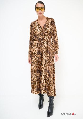 Animal print Dress with v-neck