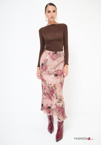 Gonna raso Fantasia floreale con elastico - ph 1