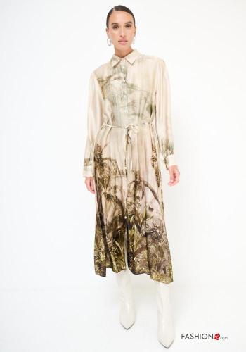 Blumenmuster Blusenkleid mit Gürtel