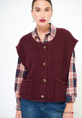 Jersey de Mezcla de Lana sin mangas con botones con bolsillos