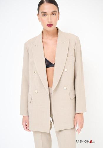doppelreihig lange ärmel Blazer mit Knöpfen