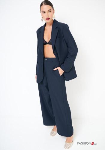 Pantalone wide leg con tasche con bottoni con zip