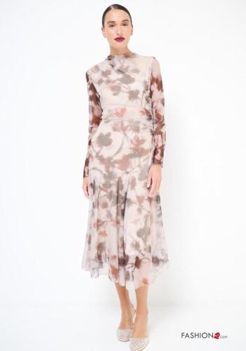 Vestido De tul Estampado de hojas