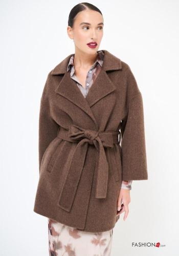 Cappotto in Misto Lana con tasche con cintura in stoffa - ph 1
