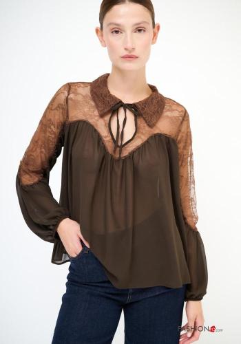 Top détail dentelle à broderie