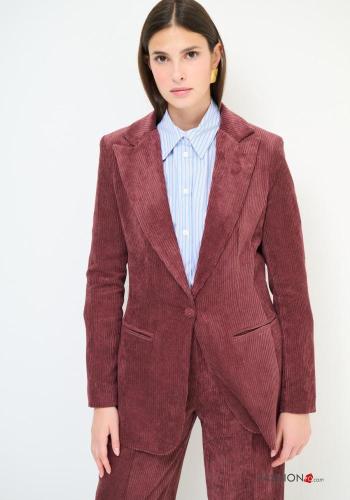 Blazer maniche lunghe in velluto costine con bottoni