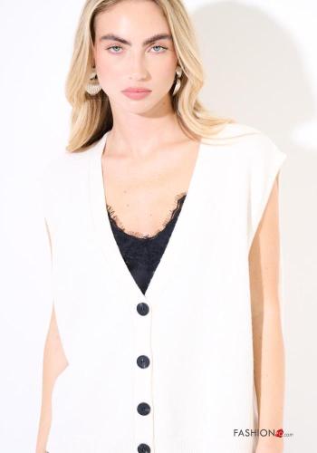 Cardigan senza maniche con bottoni scollo a V - ph 1