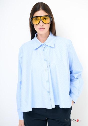 Patterned long sleeve with collar Cotton Shirt with buttons