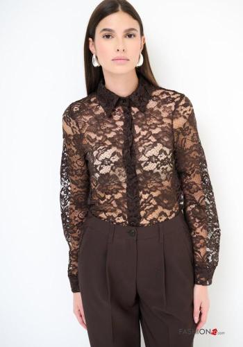 Embroidered lace trim Shirt