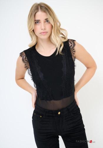 Body sans manches détail dentelle col rond - ph 1