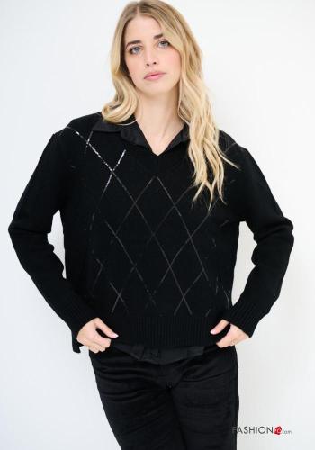 Jersey de Lana manga larga Estampado Geométrico con cuello en v - ph 1