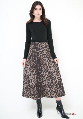 Tiermuster Rock mit Gürtel