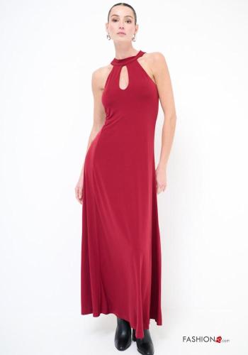 sleeveless crew neck long Dress with bow - ph 1