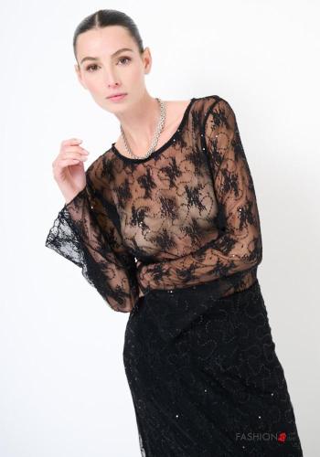 Spitze- Tank-Top mit Pailletten