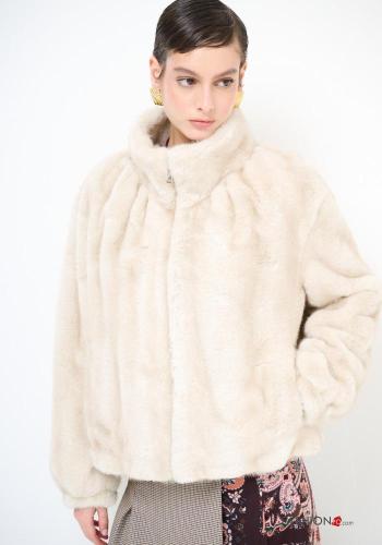 faux fur Bomber Jacket Rollneck with pockets - ph 1