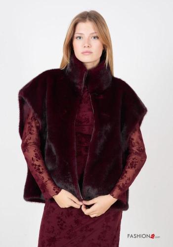 Colete pelo sintético com bolsos com gola subida com fecho - ph 1