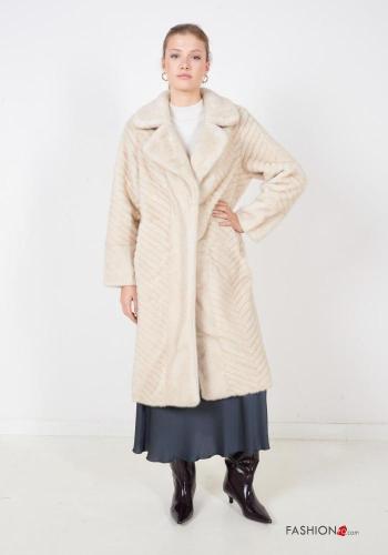 Kunstfell lange ärmel Mantel mit Knöpfen - ph 1