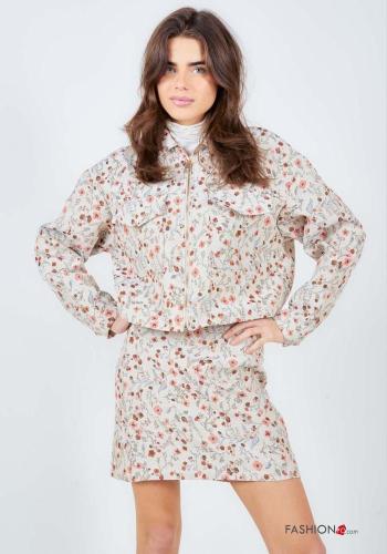 Floral Cotton Jacket with pockets with zip