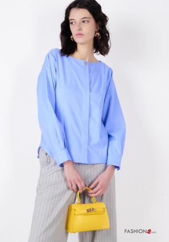 Chemise en Coton manches longues col rond à boutons