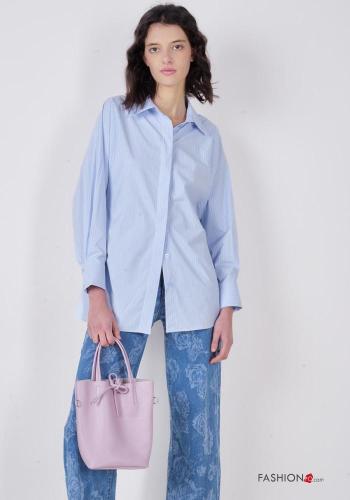 Camicia in Cotone maniche lunghe con colletto Fantasia righe con bottoni con elastico - ph 1