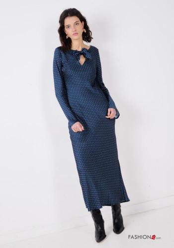 Polka-dot long sleeve Dress with bow with v-neck - ph 1