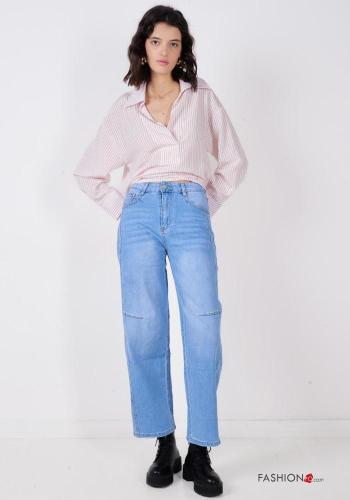 Vaqueros de Algodón con bolsillos con cremallera con botones