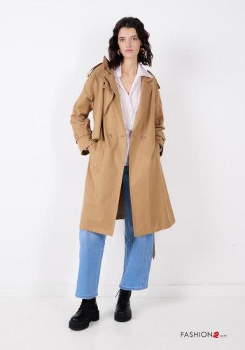 Impermeable de Algodón manga larga con bolsillos con botones con cinturón de tela - ph 1