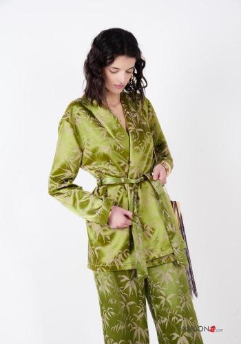 Kimono manga larga Estampado Floral con fajín