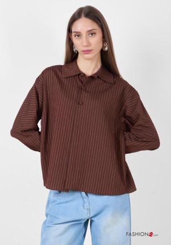 Camisa manga larga con cuello a rayas con botones - ph 1