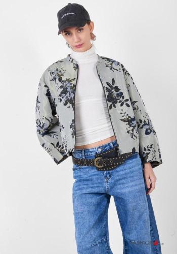 Blumenmuster Bomberjacke aus Baumwolle