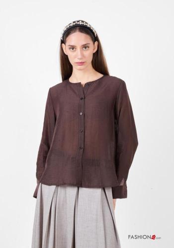 Camicia in Lino maniche lunghe girocollo con bottoni - ph 1