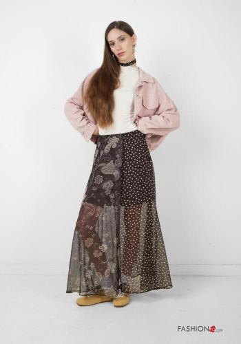 Gonna chiffon Fantasia mista con fodera con elastico - ph 1