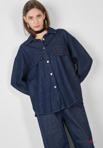 long sleeve with collar oversized Cotton Shirt with buttons - ph 1