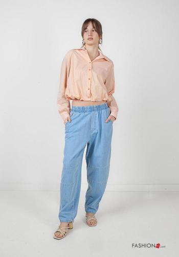 Jeans en Coton en denim avec élastique