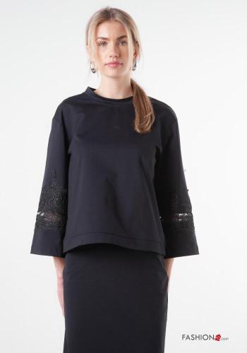 lace trim long sleeve Cotton Long sleeved top